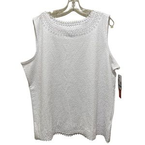 Emily Daniels XL White Jacquard Lace Tank Top